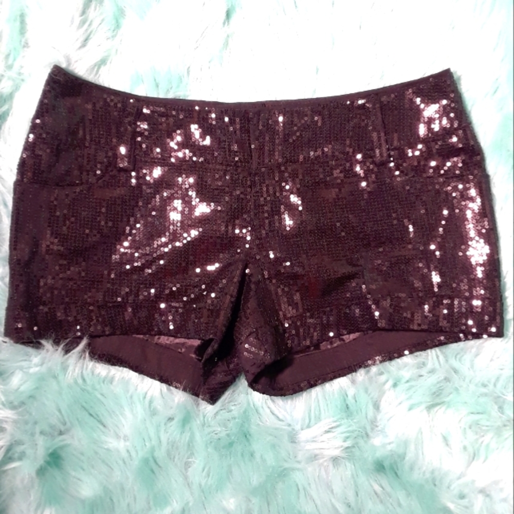 Black Sequin Metro Park Shorts S